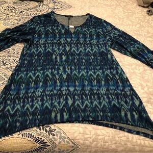 Chic Blue Patterned Women's Tunic